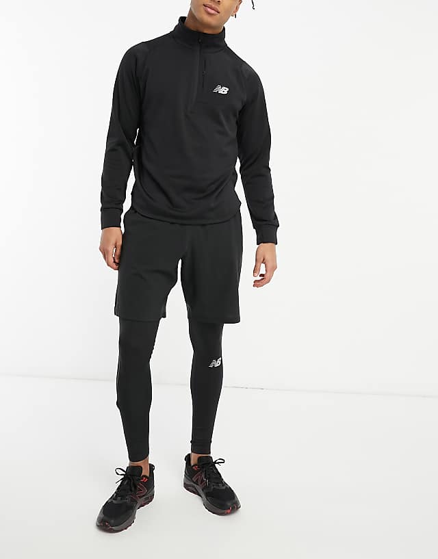 Asos New Balance NB Heat Grid Long Sleeve Half Zip Sweatshirt In Black