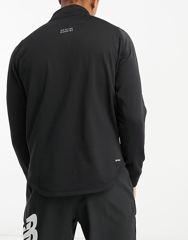 Asos New Balance NB Heat Grid Long Sleeve Half Zip Sweatshirt In Black