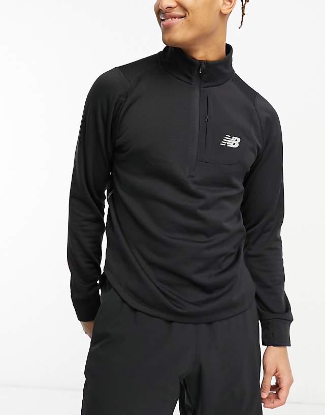 asos New Balance NB Heat Grid long sleeve half zip sweatshirt in black