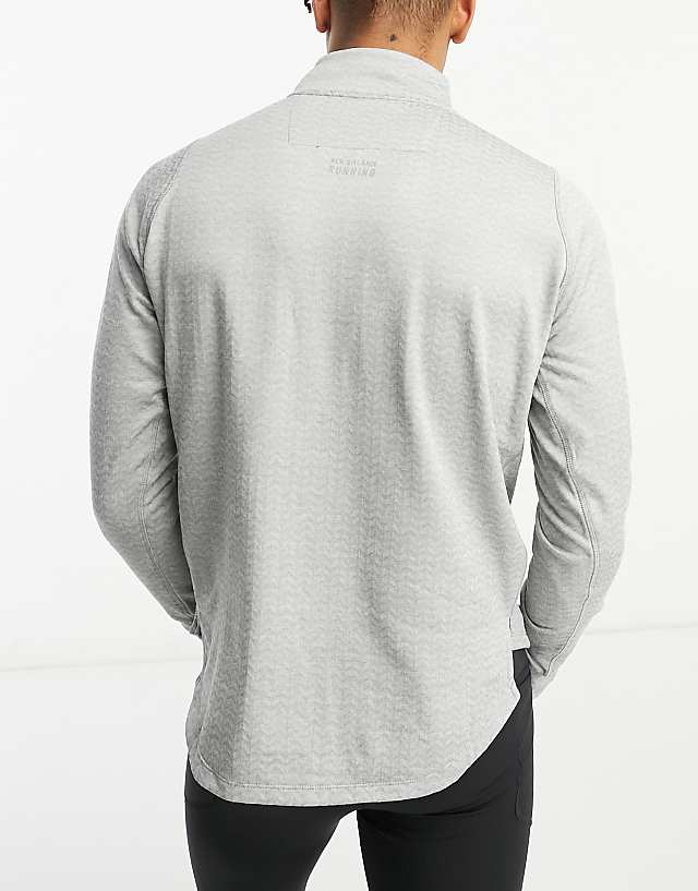 Asos New Balance NB Heat Grid Long Sleeve Half Zip Top In Grey