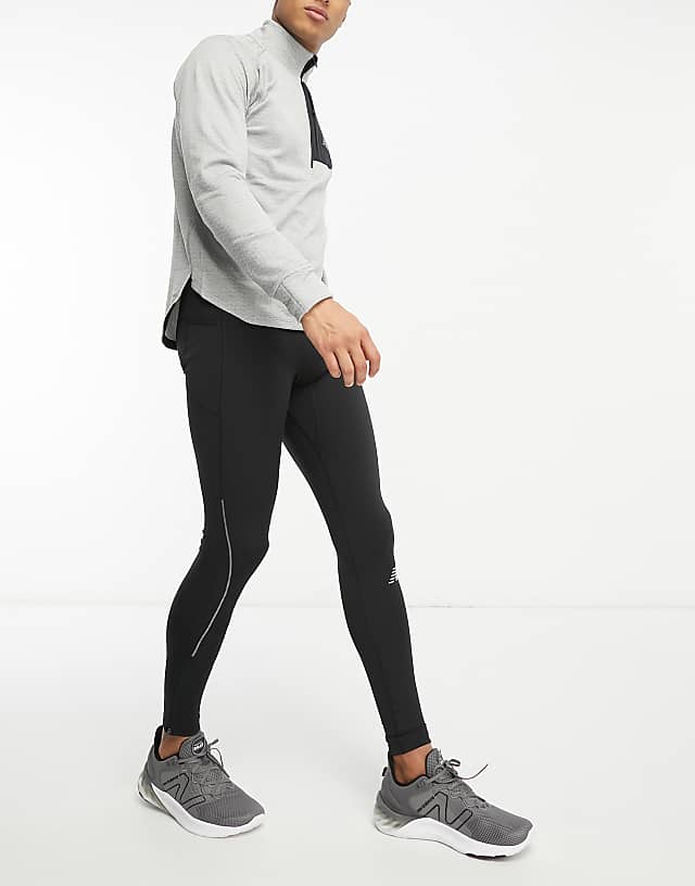 Asos New Balance NB Heat Grid Long Sleeve Half Zip Top In Grey