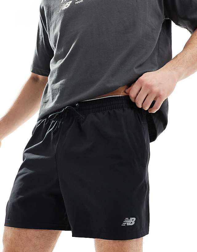 asos New Balance performance 5 inch shorts in black