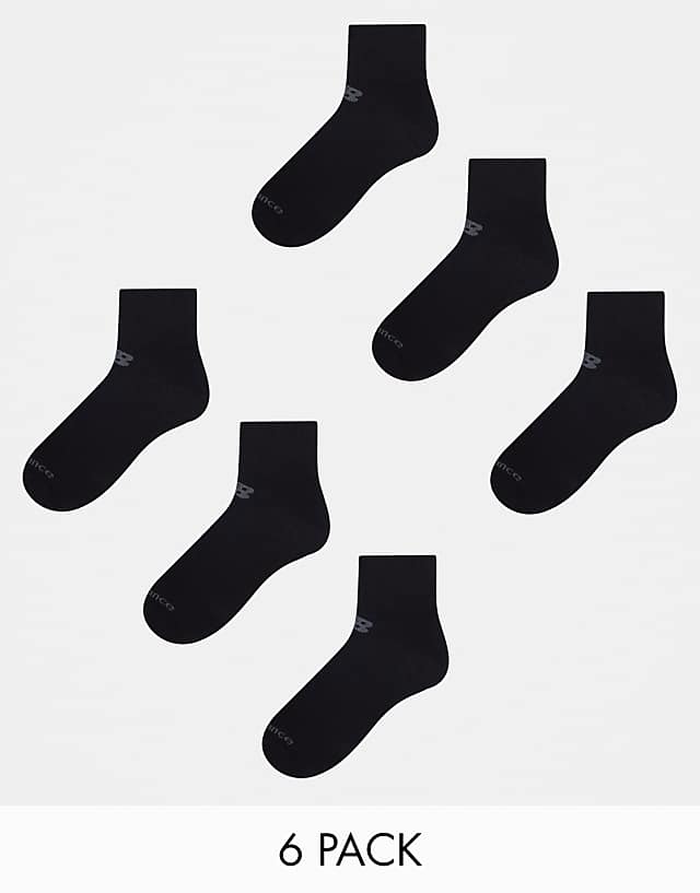 asos New Balance performance ankle sock 6 pack in black