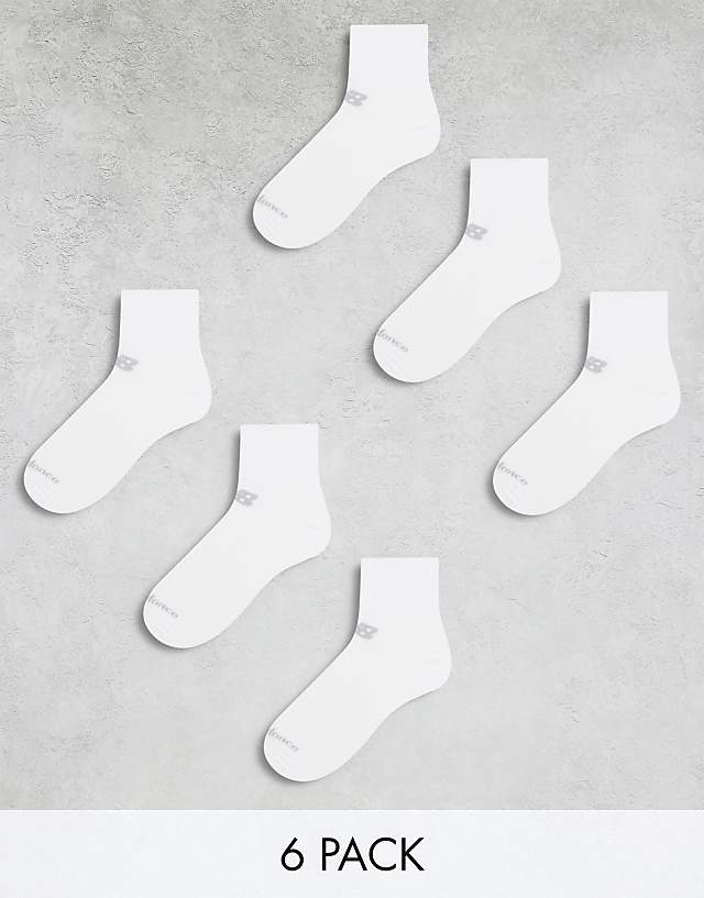 asos New Balance performance ankle sock 6 pack in white