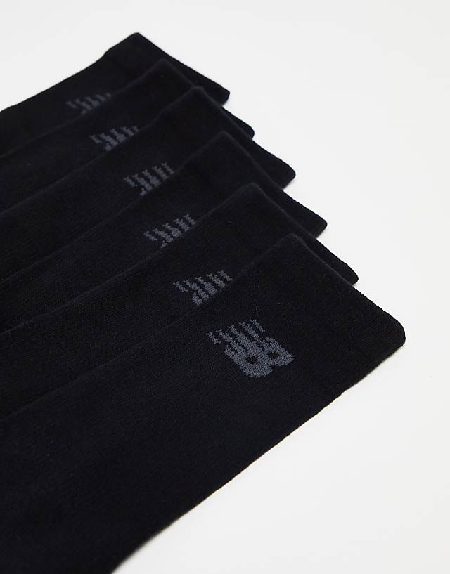 Asos New Balance Performance Crew Sock 6 Pack In Black