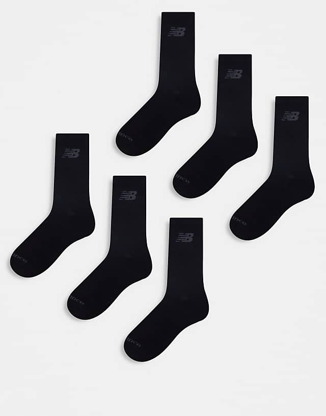 asos New Balance performance crew sock 6 pack in black