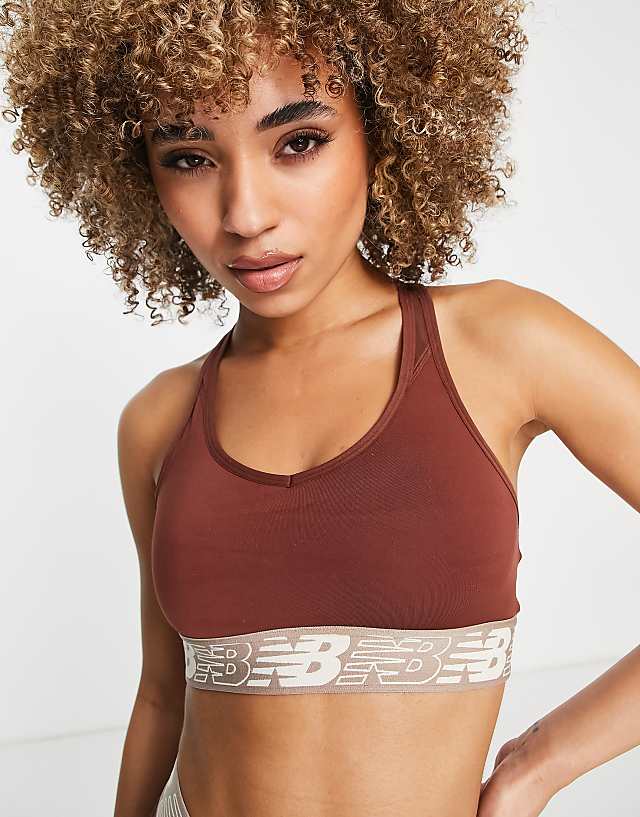 Asos New Balance Running Pace 3.0 Medium Support Sports Bra In Cinammon Exclusive To ASOS