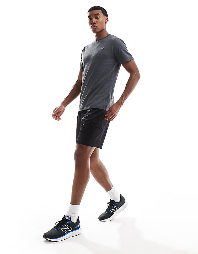 Asos New Balance Sport Essentials Heathertech T-Shirt In Navy
