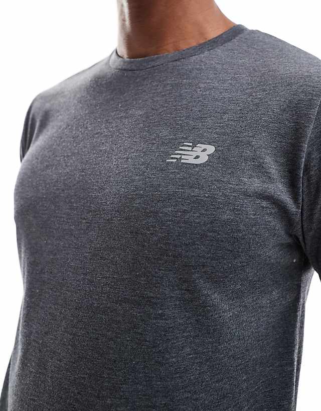 Asos New Balance Sport Essentials Heathertech T-Shirt In Navy