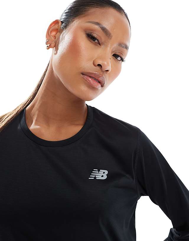 Asos New Balance Sport Essentials Long Sleeve T-shirt In Black