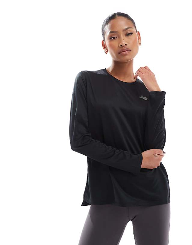 asos New Balance Sport Essentials long sleeve t-shirt in black