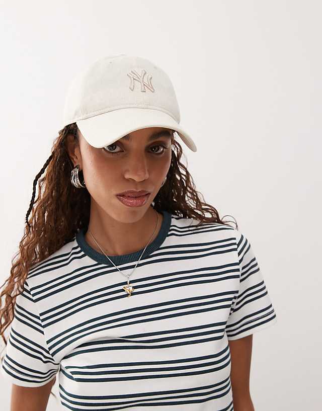 asos New Era NY Yankees 9twenty linen cap in off white