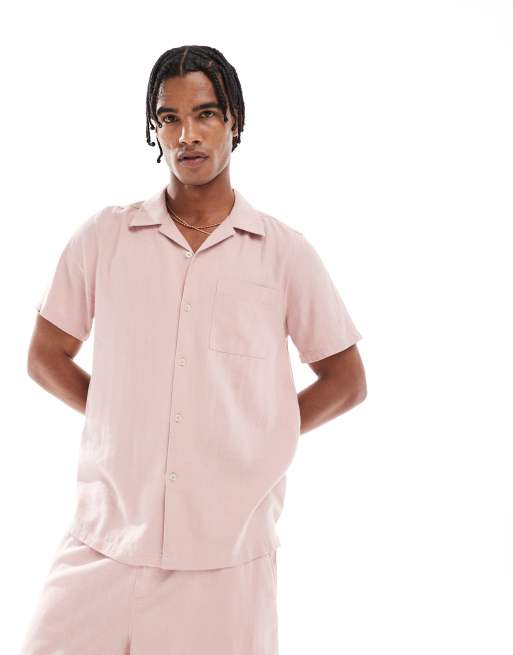 Asos New Look Linen Blend Shirt & Short Co-ord In Lilac