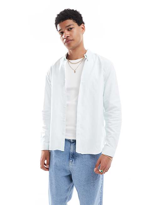 asos New Look long sleeve stripe shirt in light blue