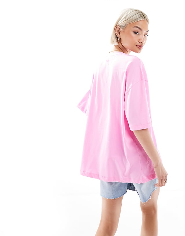 Asos New Look Sicilia Logo Oversized T-shirt In Pink