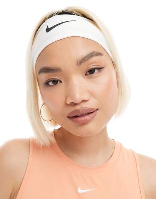 Asos Nike Dri-Fit Fury Classic Headband In White And Black