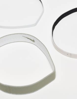 Asos Nike Flex Classic Wide Headbands 3pk In Light Soft Pink And Light Army And White