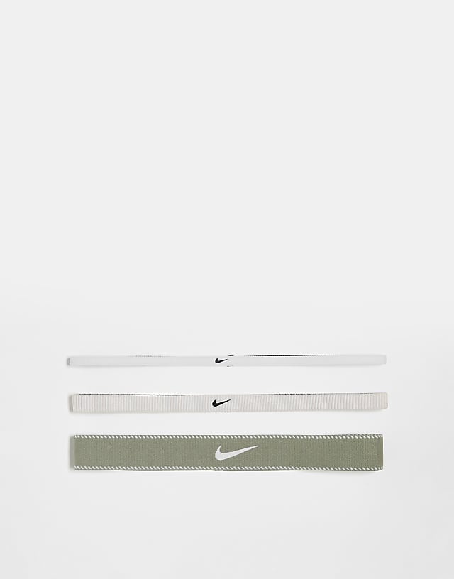asos Nike Flex Classic wide headbands 3pk in light soft pink and light army and white
