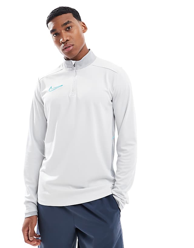 asos Nike Football Academy 25 Dri-FIT half zip longsleeve top in grey