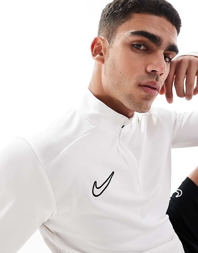 Asos Nike Football Academy 25 Dri-FIT Half Zip Longsleeve Top In White