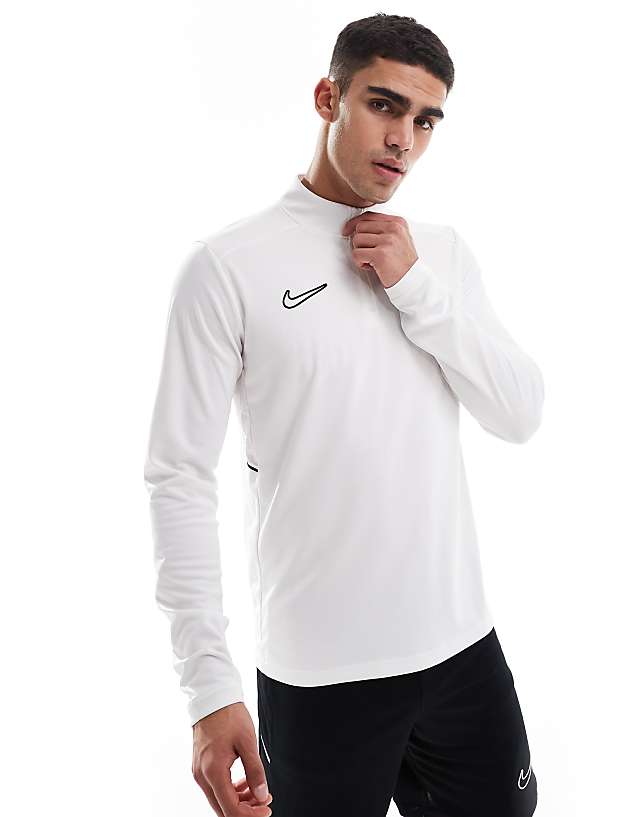 asos Nike Football Academy 25 Dri-FIT half zip longsleeve top in white
