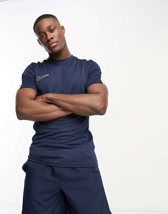 Asos Nike Football Academy Dri-FIT Panelled T-shirt In Navy
