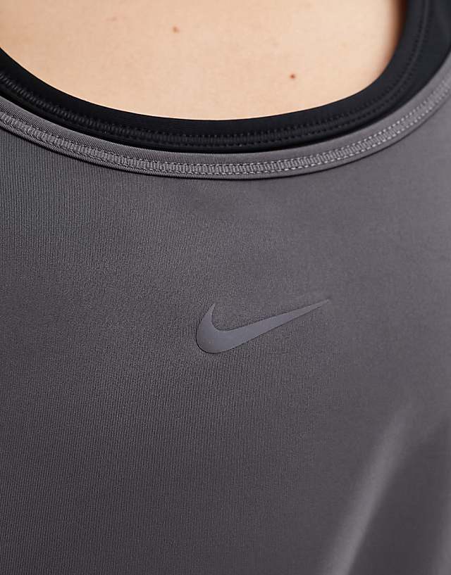 Asos Nike One Training Dri-Fit Classic Strappy Tank Top In Iron Grey