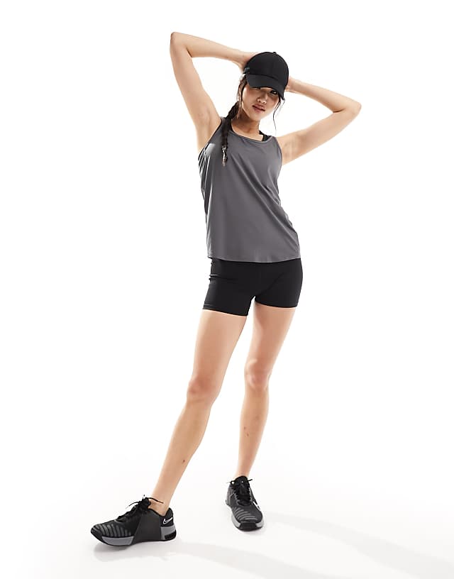 Asos Nike One Training Dri-Fit Classic Strappy Tank Top In Iron Grey