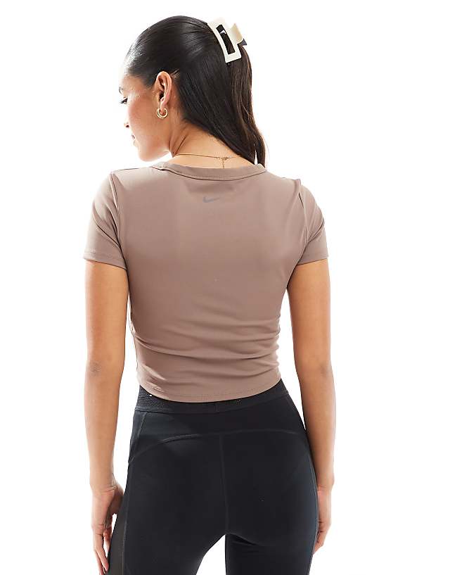 Asos Nike One Training Dri-FIT Fitted T-shirt In Brown