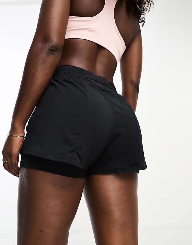 Asos Nike One Training Dri-FIT High Waisted 3 Inch 2 In 1 Shorts In Black