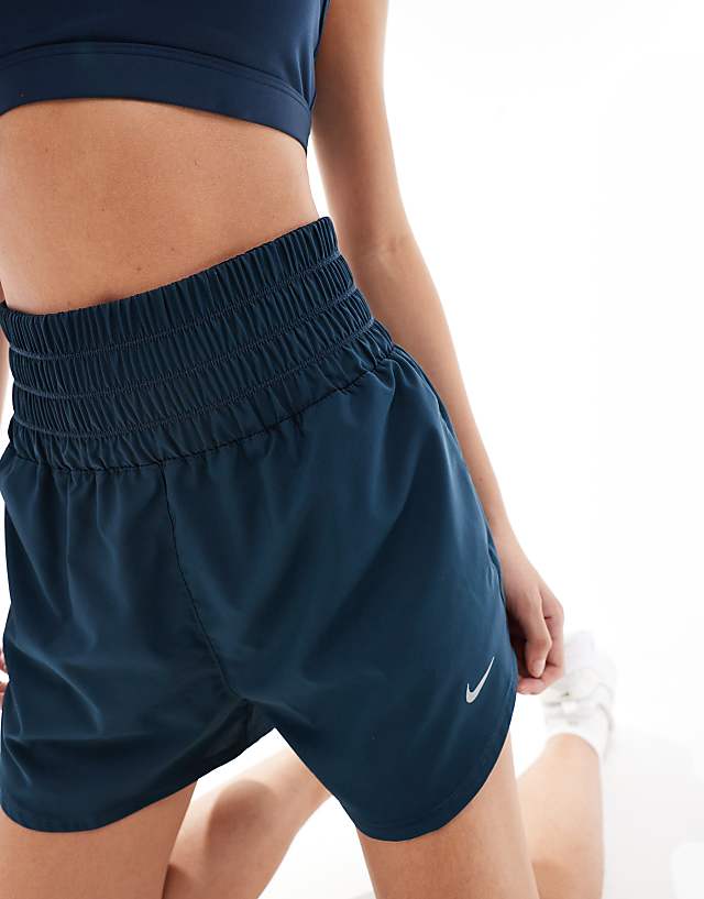 Asos Nike One Training Dri-FIT High Waisted 3 Inch Shorts In Navy