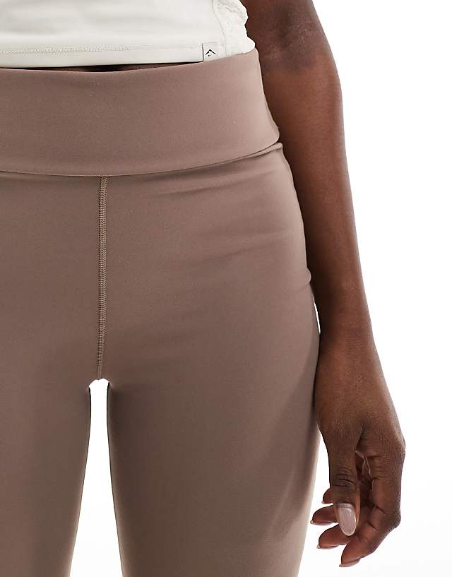 Asos Nike One Training Dri-FIT High Waisted Foldover Leggings In Brown