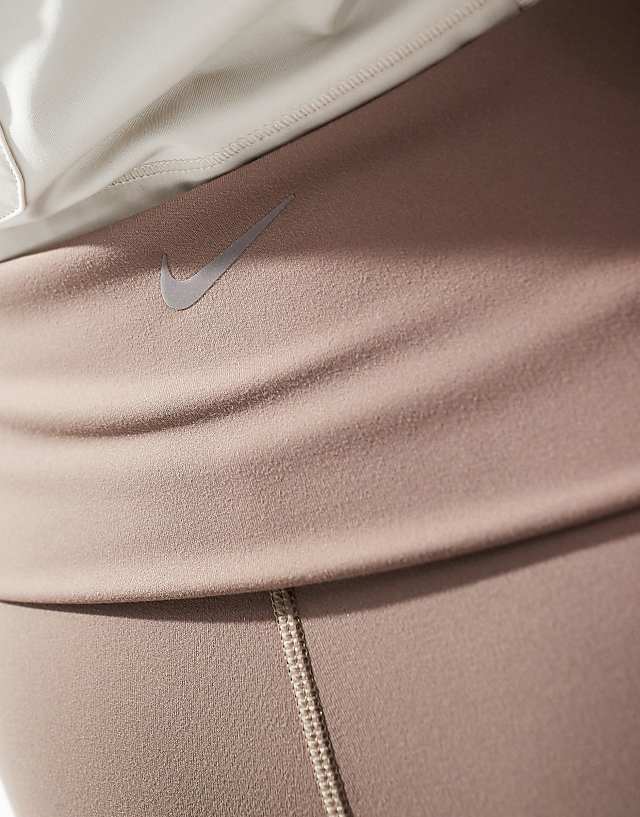 Asos Nike One Training Dri-FIT High Waisted Foldover Leggings In Brown