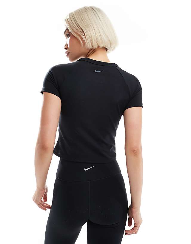 Asos Nike One Training Dri-FIT Key Hole Fitted T-shirt In Black