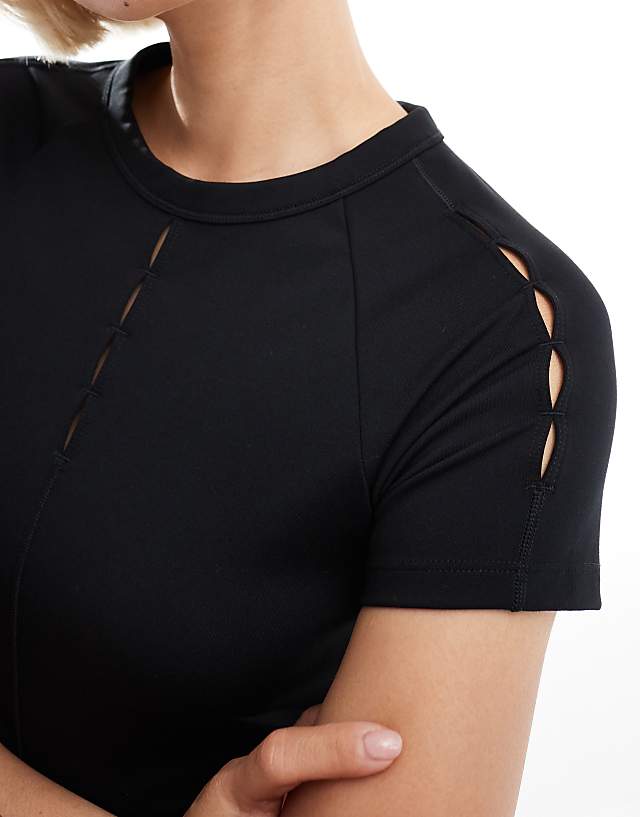 Asos Nike One Training Dri-FIT Key Hole Fitted T-shirt In Black