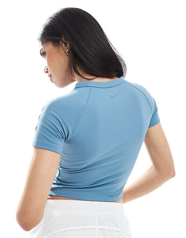 Asos Nike One Training Dri-FIT Key Hole Fitted T-shirt In Blue