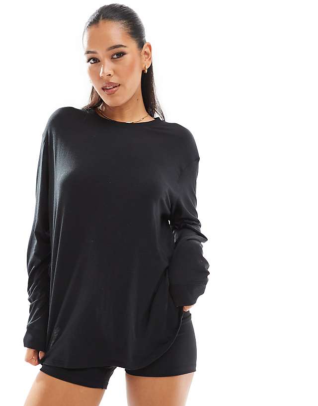 asos Nike One Training Dri-FIT relaxed longsleeve t-shirt in black