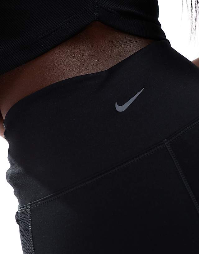 Asos Nike One Training Dri-FIT Wrapped High Waisted 5 Inch Leggings Shorts In Black
