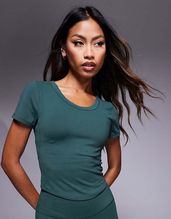 asos Nike One Training fitted cropped t-shirt in green