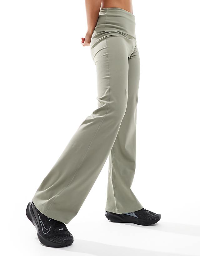 Asos Nike One Training High Waisted Foldover Trousers In Khaki