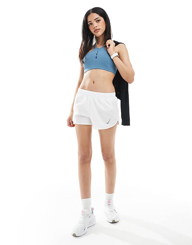 Asos Nike One Training Key Hole Light Support Sports Bra In Blue