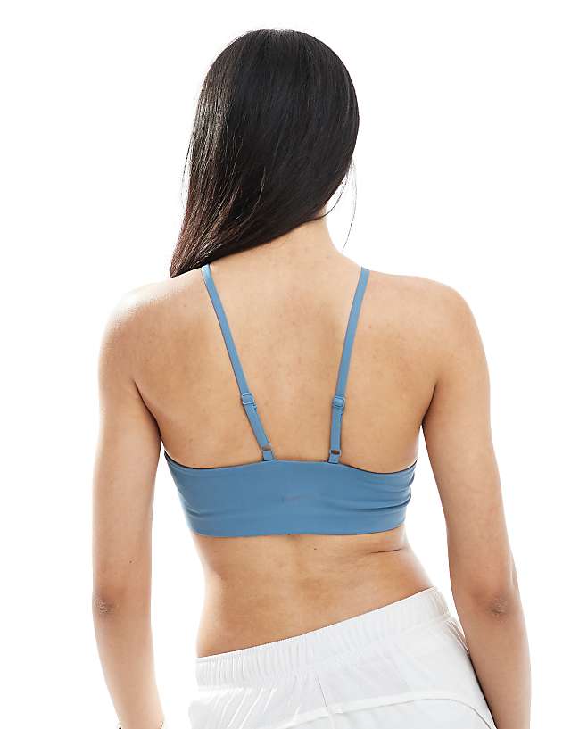 Asos Nike One Training Key Hole Light Support Sports Bra In Blue