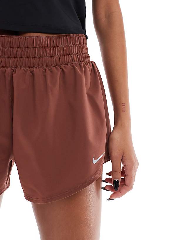 Asos Nike One Training Mid Rise 3 Inch Shorts In Brown