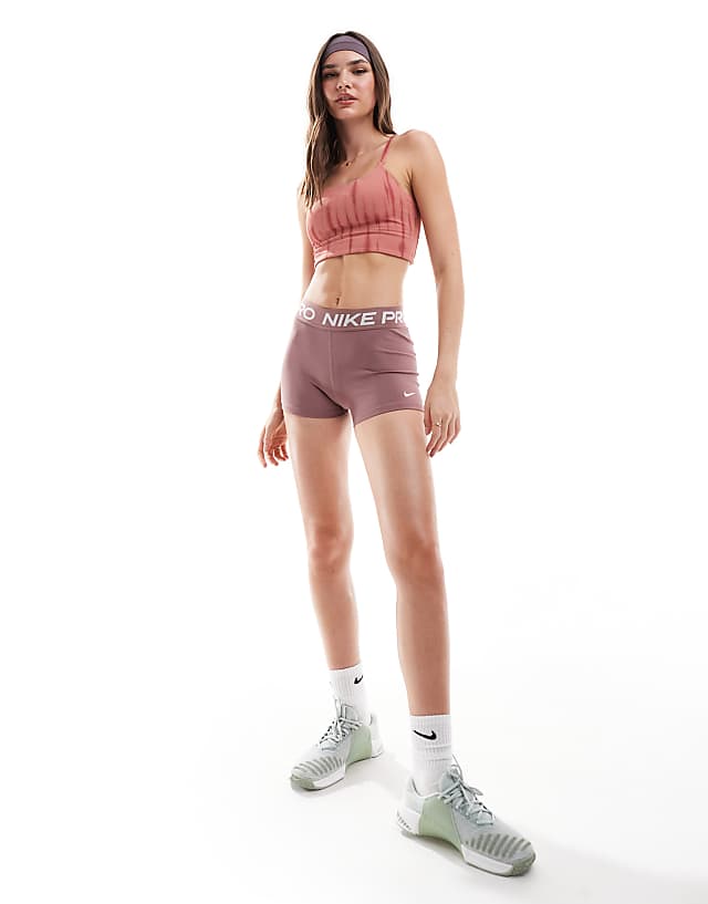 Asos Nike One Training Printed Light Support Sports Bra In Pink