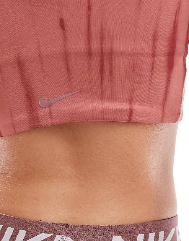 Asos Nike One Training Printed Light Support Sports Bra In Pink