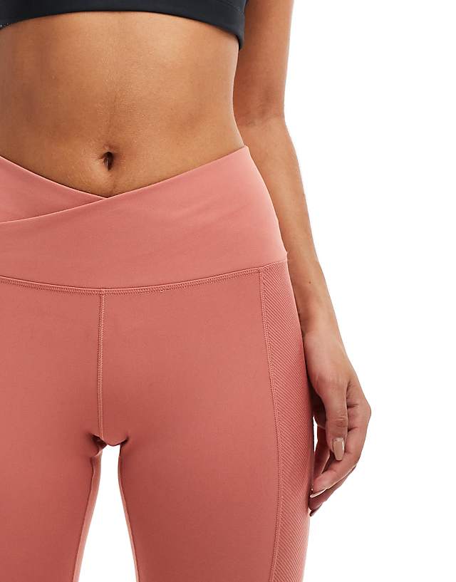Asos Nike One Training Wrapped High Waisted 7/8 Leggings In Pink