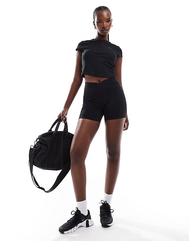 Asos Nike One Training Wrapped Ribbed T-shirt In Black