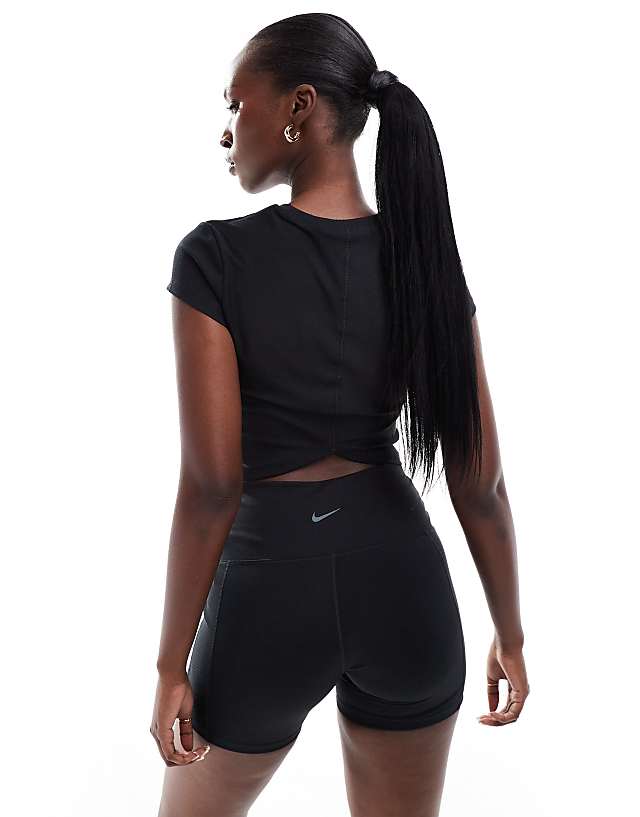 Asos Nike One Training Wrapped Ribbed T-shirt In Black