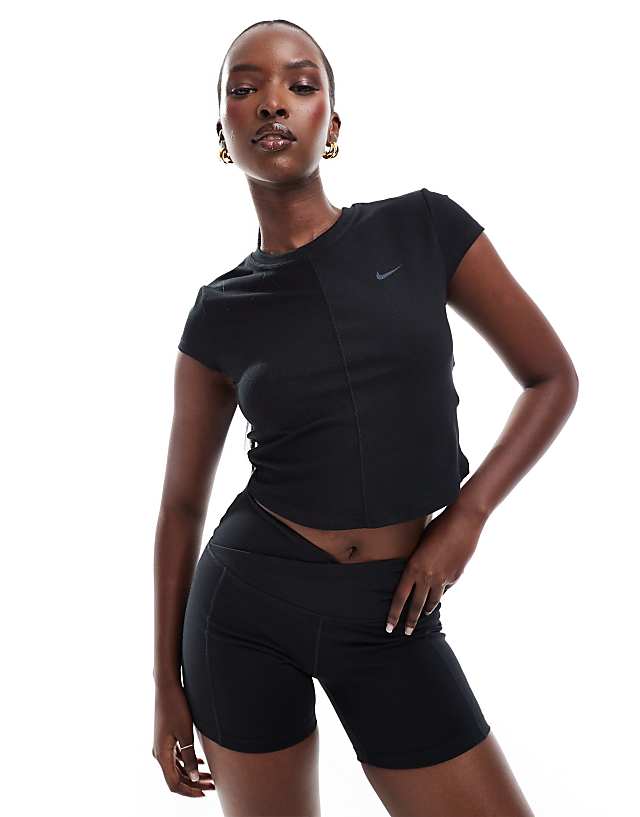 asos Nike One Training wrapped ribbed t-shirt in black
