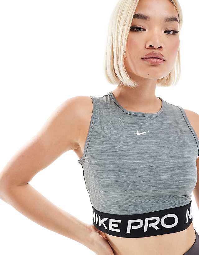Asos Nike Pro Training 365 Dri-FIT Cropped Vest In Grey